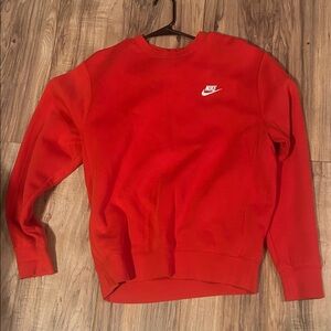 Nike Red Crew Sweatshirt with White Swoosh Logo